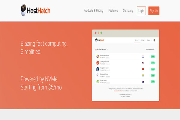 #够大# HostHatch - $5/mo KVM 1核 1G 1T 2T 1G 洛杉矶