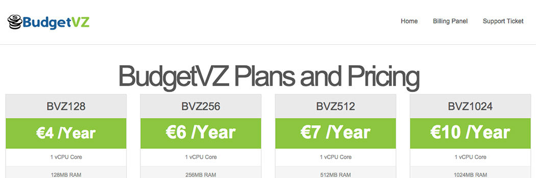 #低价# BudgetVZ - €3.5/ye VZ 1核 128M 10G 500G 1Gbps 2IP 洛杉矶