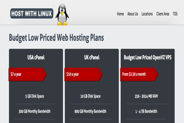 #年付# HostWithLinux - $15/ye VZ 1核 1G 30G 1T 1Gbps 芝加哥