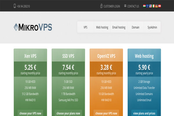 #版权# MickroVPS - $5/qu 1核 256M 10G 100G 1Gbps 匈牙利