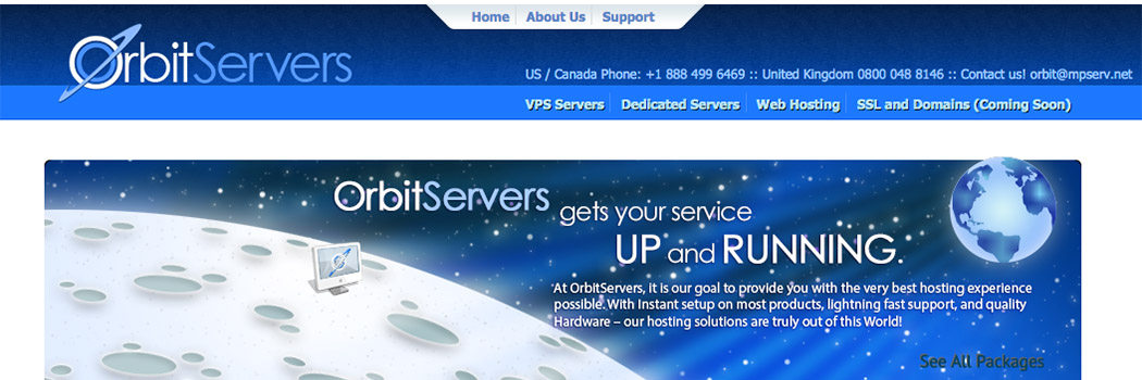 #低价# OrbitServers - $5/年 VZ 2核 128M 8G 125G 100M 达拉斯