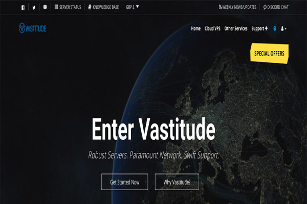 #优惠# Vastitude - £1/mo KVM 1核 1G 10G 无限流量 100Mbps 费城 / 英国